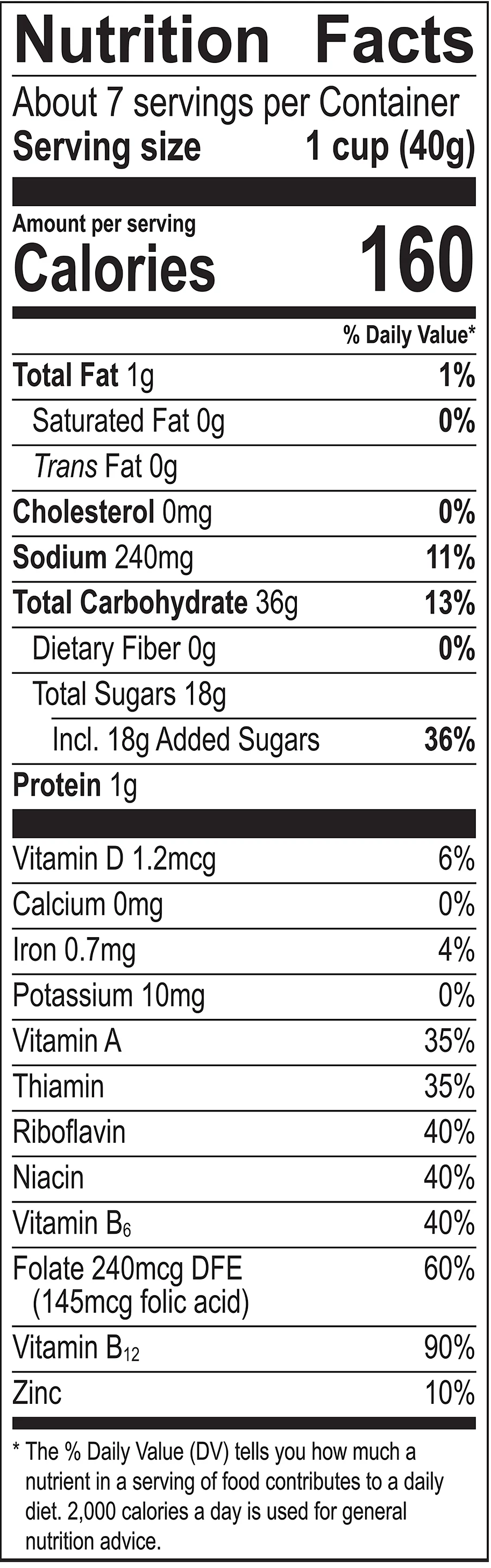 Winterfest Fruity PEBBLES with Marshmallows cereal nutrition facts panel