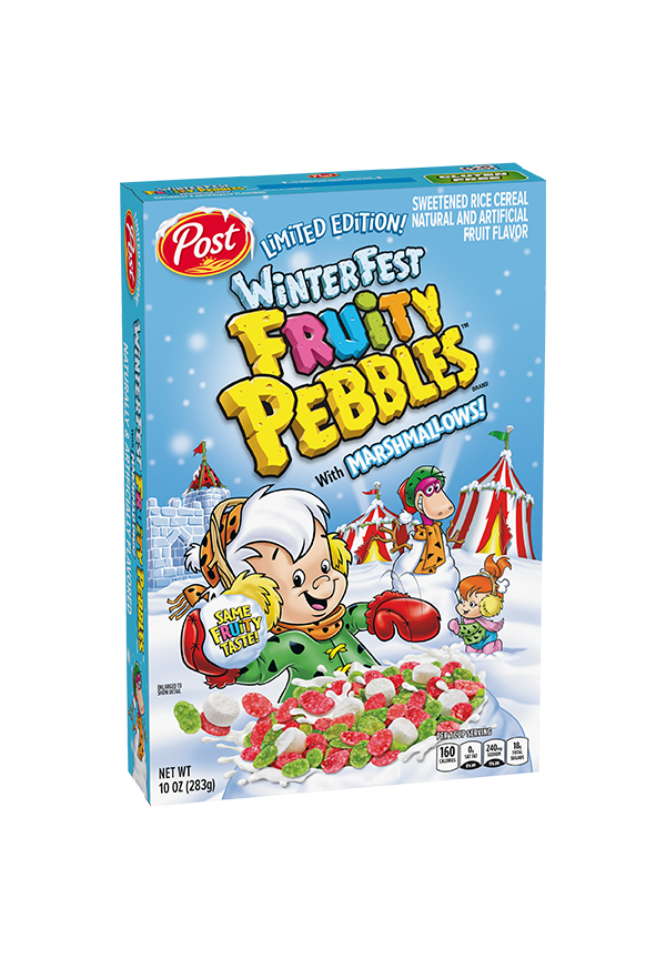 Winterfest Fruity PEBBLES with Marshmallows cereal